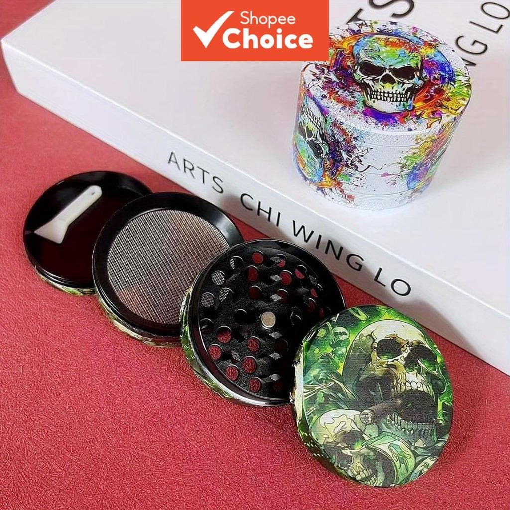 Portátil 50mm Crânio Padrão Liga De Zinco 4 Camadas Manual Moedor De Especiarias Sal Pimenta Moinho Tempero