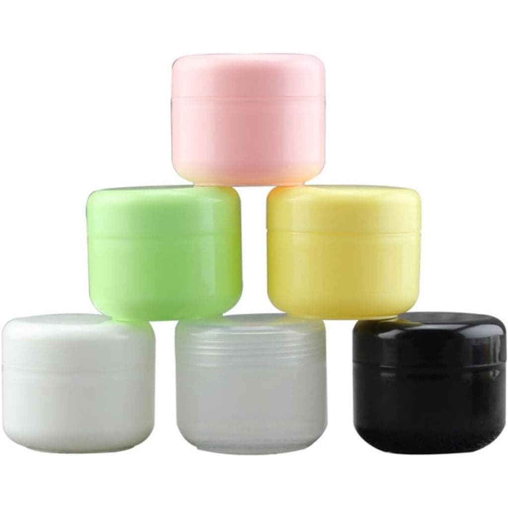 5 recipientes com tampas e forros, capacidade de 10-100 gramas, potes de viagem para loções faciais, cosméticos, produto