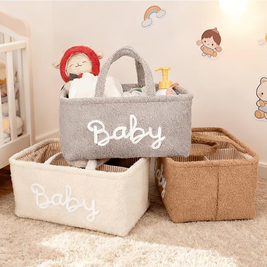 Cesta de armazenamento de produtos para bebês, cesta de armazenamento tecida, cesta organizadora de brinquedos para bebê