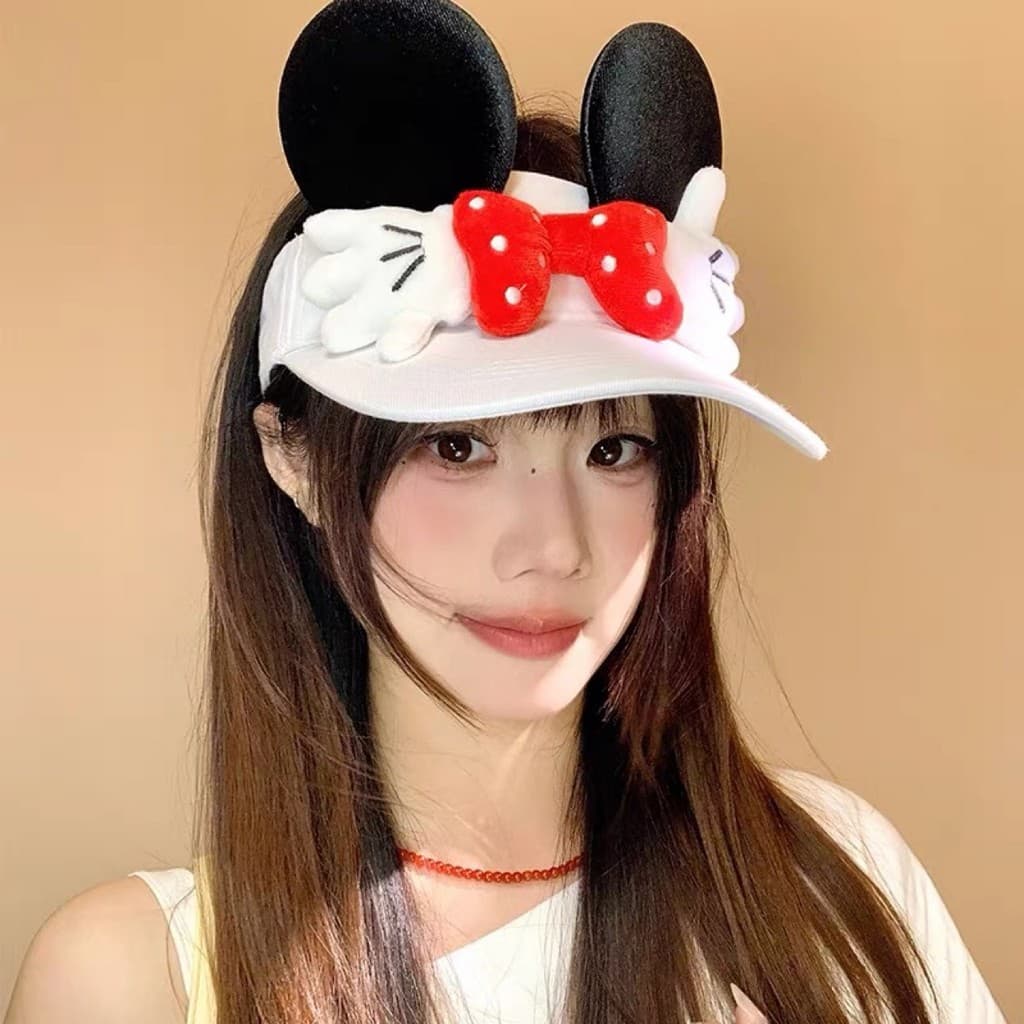 Bonito dos desenhos animados Mickey vazio topo chapéu de sol feminino verão ao ar livre pára-sol Anti-ultravioleta chapé