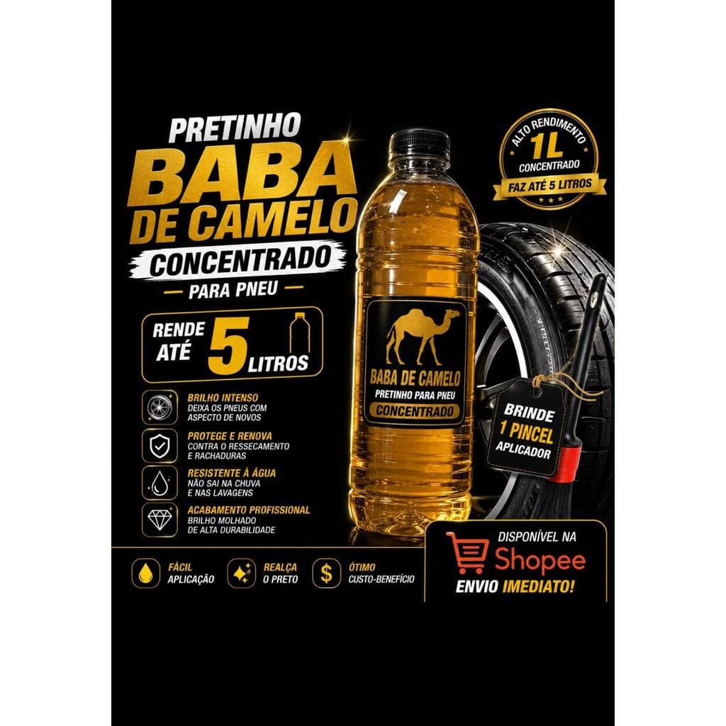 PNEU PRETINHO BABA DE CAMELO OFICIAL 1 LITRO ENVIO IMETIADO RENDE ATÉ 5 LITROS