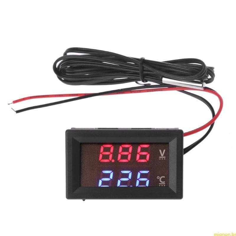 Voltímetro Médio 12V 24V LED Display Medidor De Temperatura De Tensão Do Carro Durável