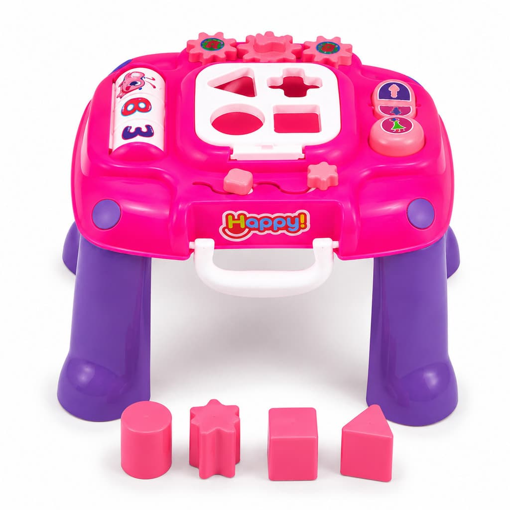 Mesinha Didática Infantil Happy Line Rosa Educativa 12m+