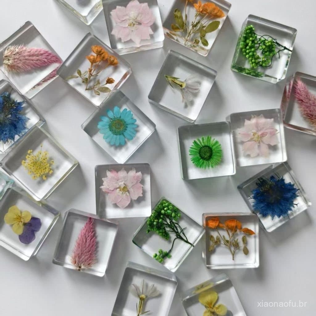 Especimes populares de plantas e flores transparentes feitos à mão com resina epóxi para educação científica e cognitiva