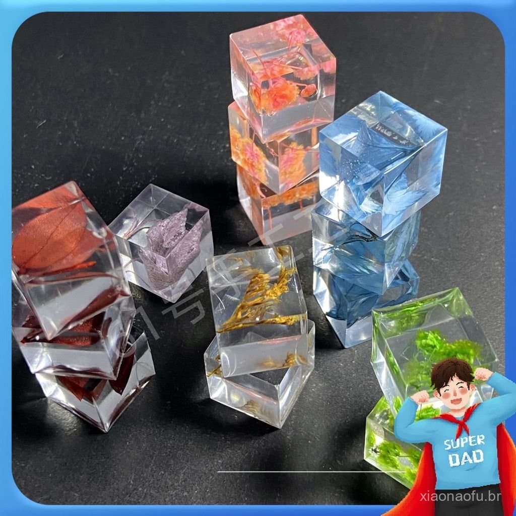 Presentes e acessórios artesanais de resina com tema de plantas, populares, para DIY, ornamentos de mesa em cubo 3D, esp