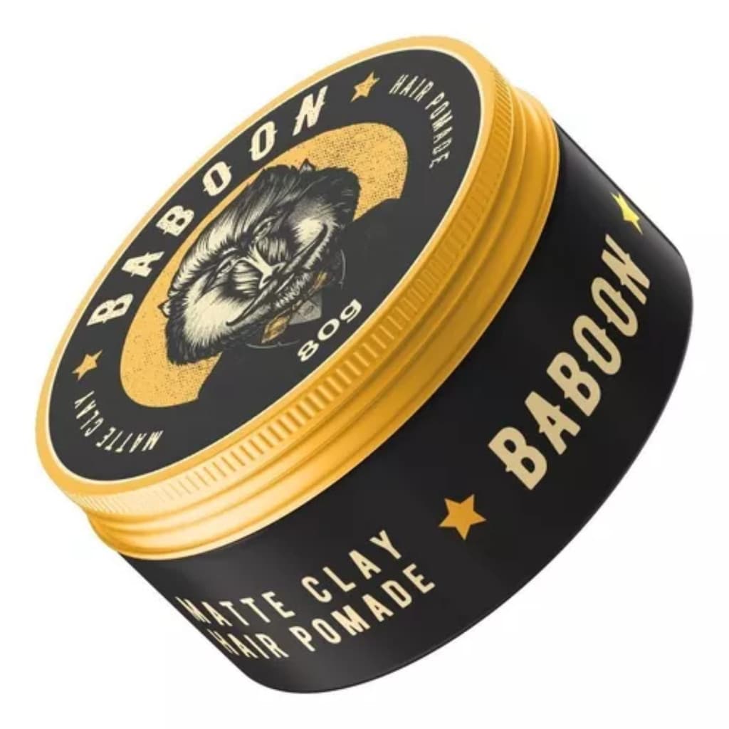 Pomada Matte Clay 80g Fixação Forte Efeito Seco Cabelo Barba Masculino Baboon