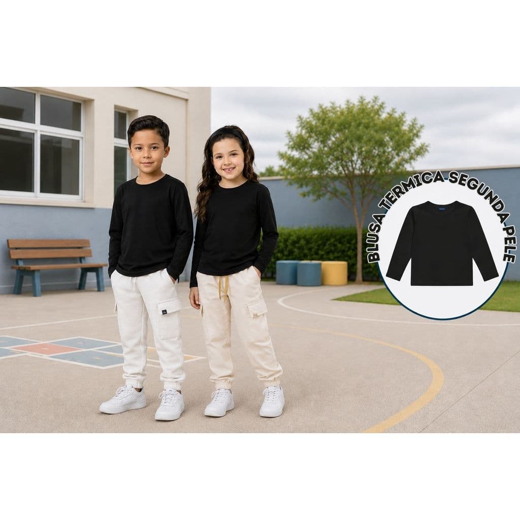 Blusa Térmica Infantil Segunda Pele Preta