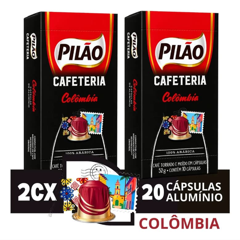 Kit 20 Cápsulas de Alumínio Pilão Colômbia Máquina Nespresso