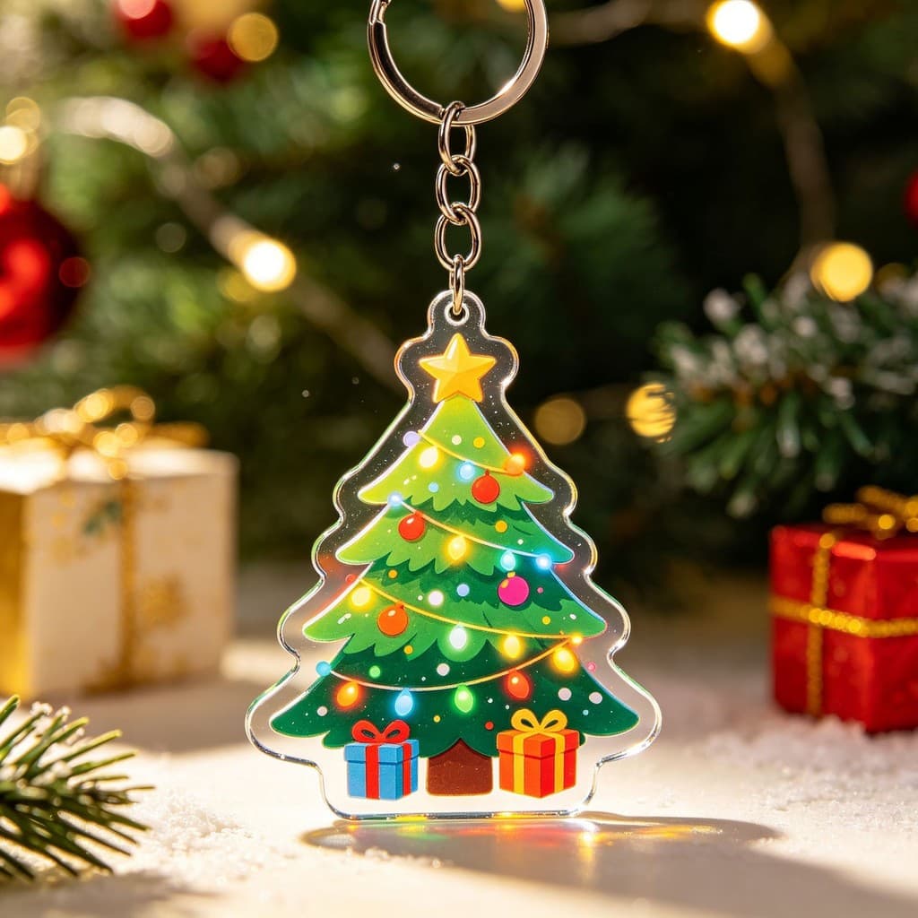 Chaveiro Acrílico De Férias Com Impressão Plana De Nicho De Natal Pingente Presente