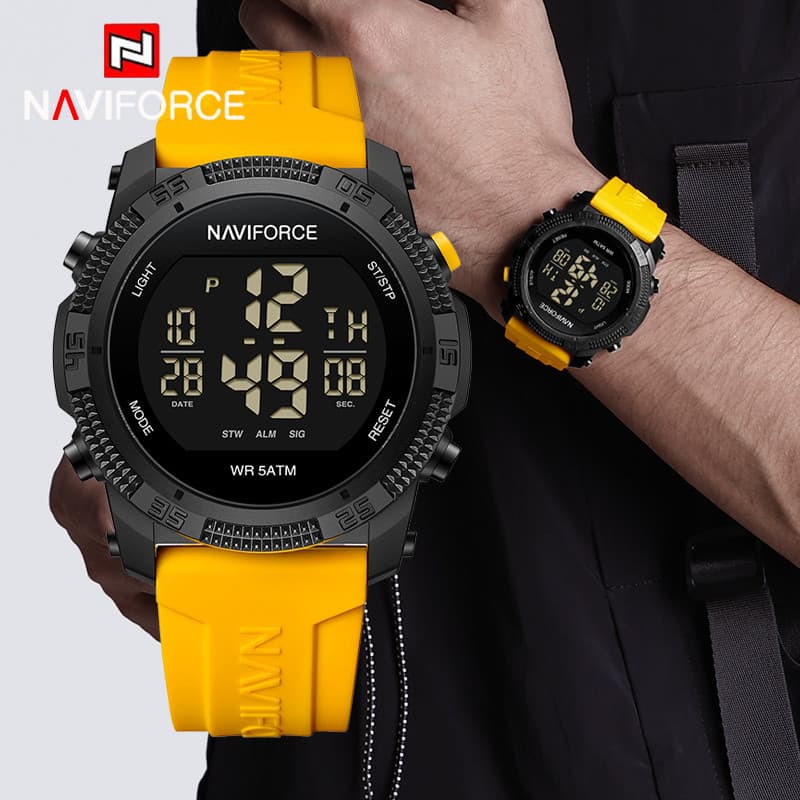 NAVIFORCE 7104 Esportes Masculino LCD Digital Lazer Data Semana Despertador Relógio Eletrônico Com Pulseira De Silicone