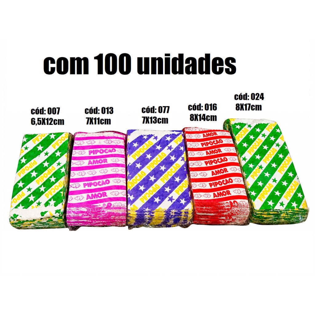 SACO SAQUINHO DE PIPOCA DE PAPEL – PACOTE COM 100