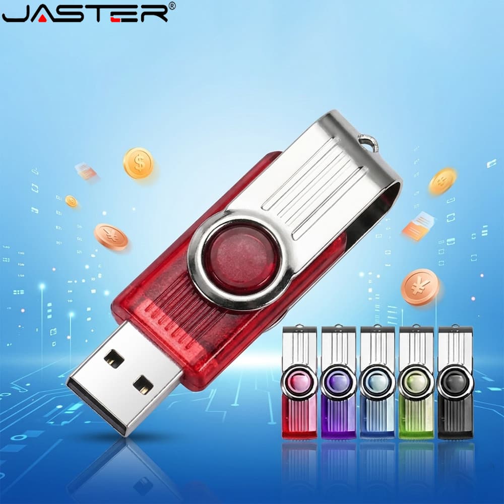 JASTER USB 2.0 Flash Drive 4GB 8GB 16GB 32GB 64GB Pendrive Swivel Thumb Drives Memória De Alta Velocidade Varanda
