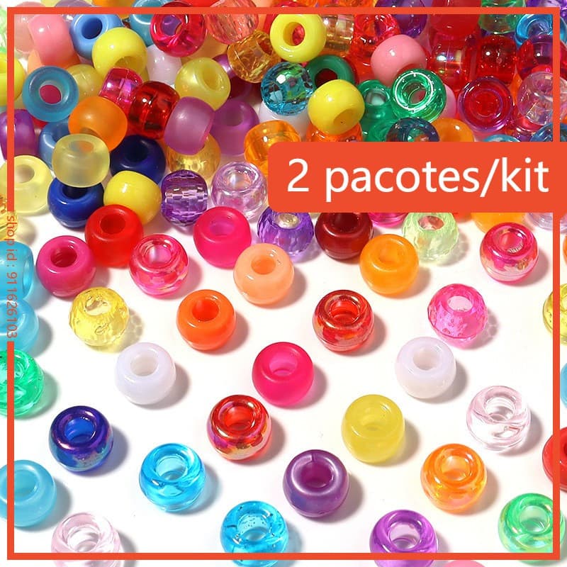 Acessório de Moda – Contas de Barril de Acrílico, Grande Furo DIY Dreadlock, 72 Cores, Premium