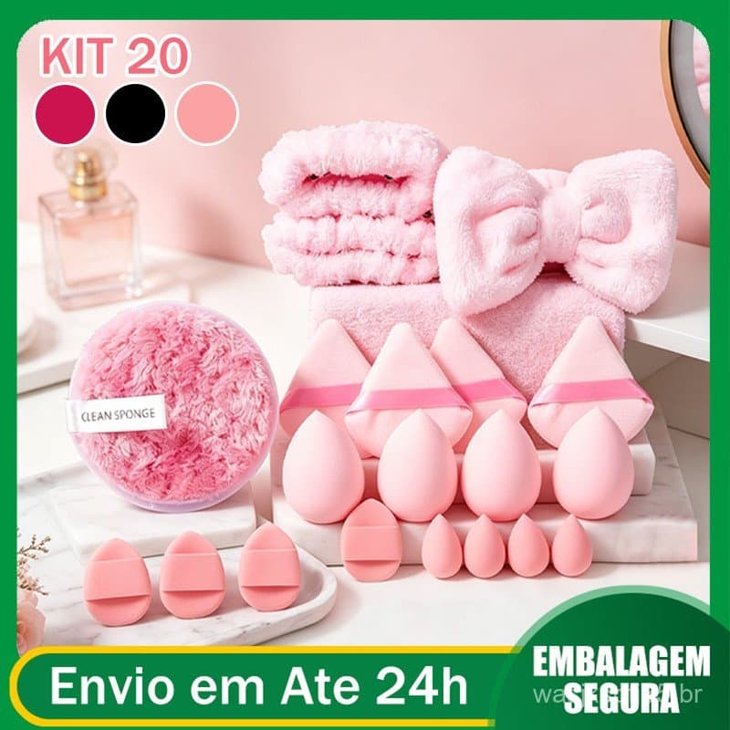 Conjunto De Esponjas De Pó Cosmético Ferramentas De Maquiagem Para Mulher Beleza Diária 20 peças