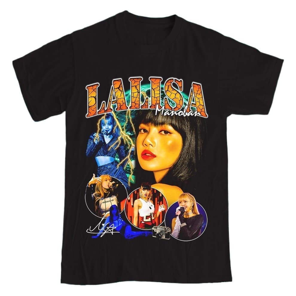 Camisa Unissex Blackpink Lalisa Manoban Lisa Camisa 100% Algodão