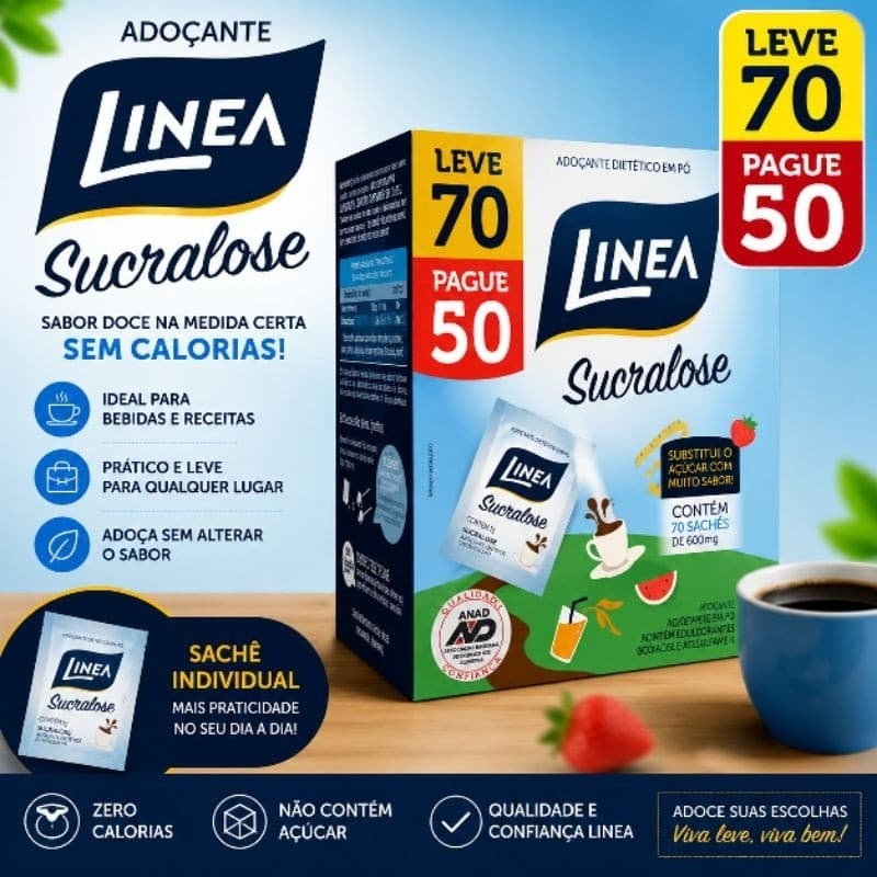 Adoçante Linea Sucralose  70 Pague 50 Sachês