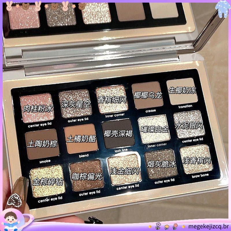 Paleta de sombras de olho ins Natasha mesmo estilo 15 cores paleta de cimento alto valor Retro rosa sombra pérola Glitte