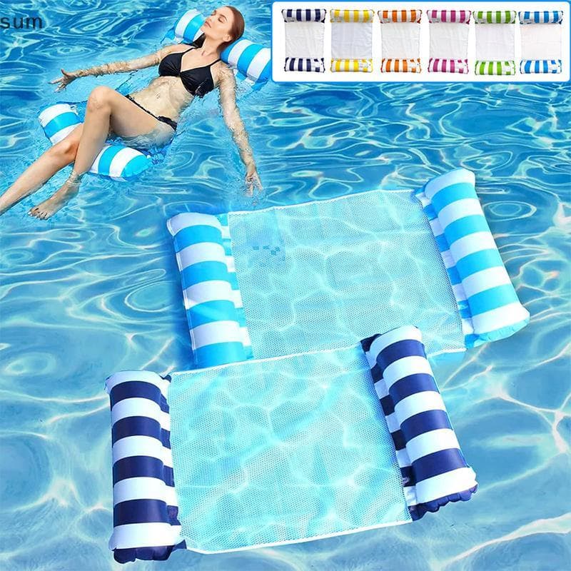 [sum] Cadeira Espreguiçadeira Inflável Hammo De Água Flutuante Para Piscina Bóia Ergonômica Cama Adultos Praia Diversão