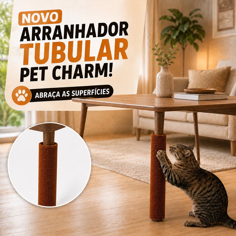 Kit 2 Arranhador Para Gatos Tubo Multiuso P/ Cadeiras Brinquedo Interativo Para Gato Protetor de Moveis