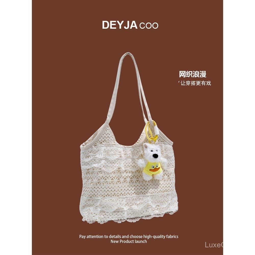 Bolsa de renda, bolsa de praia casual de grande capacidade para férias, bolsa de ombro para uso diário, bolsa tote tecid
