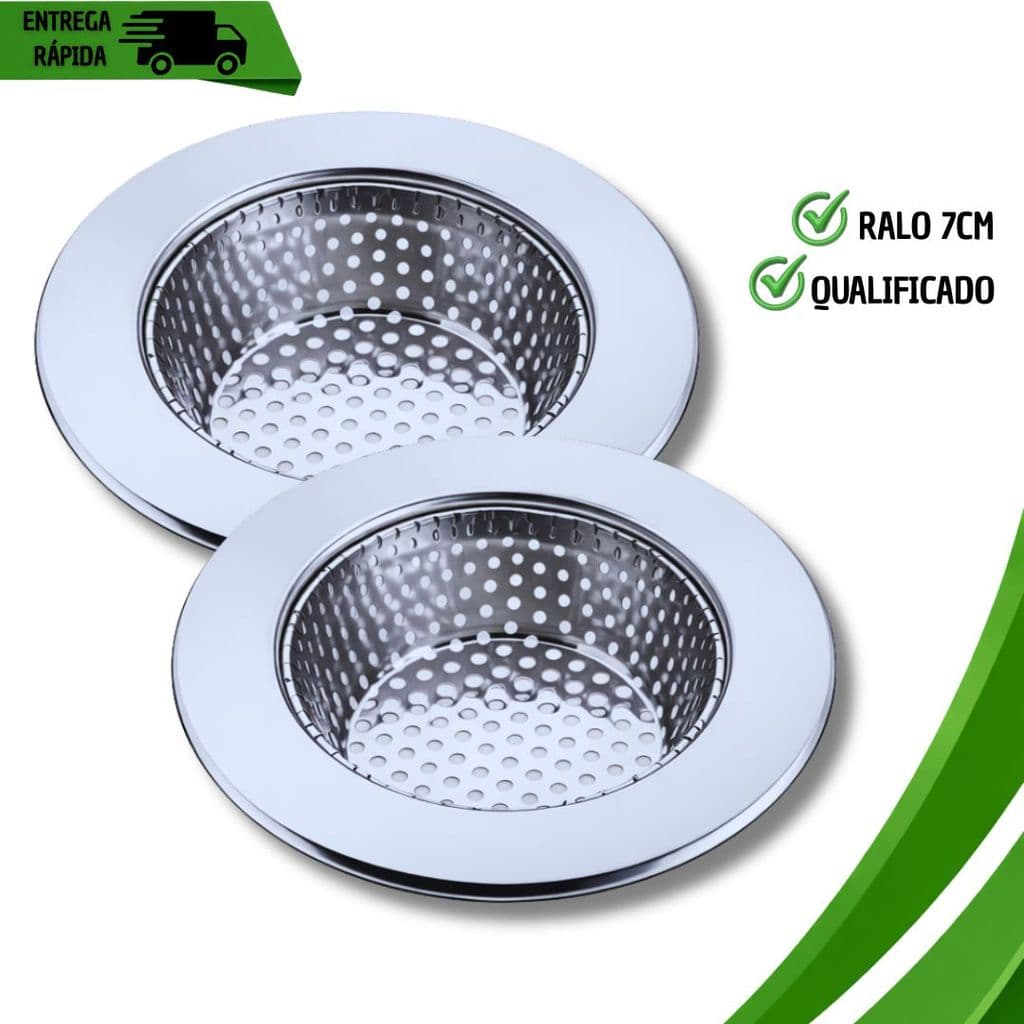 Ralo Para Pia Cozinha  Aço Inox 7cm/ 9cm Com Borda