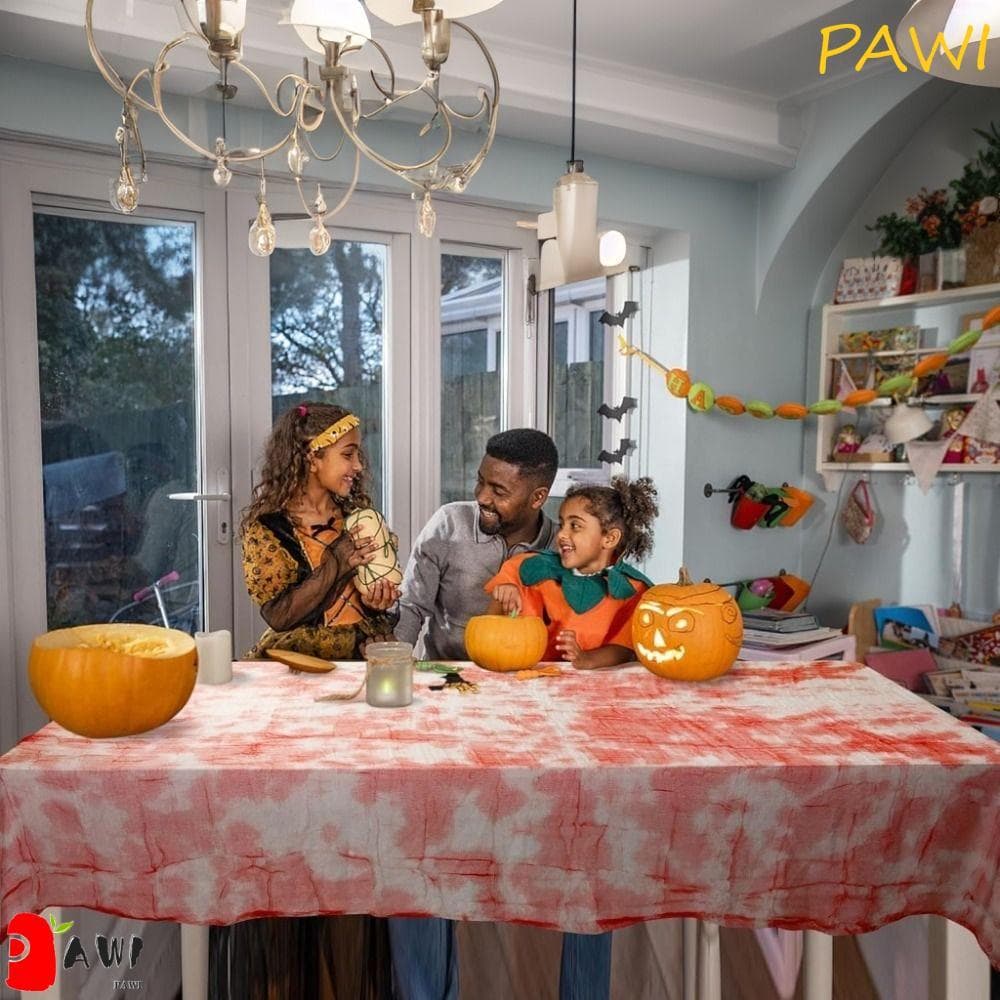 Capa De Mesa Sangrenta PAWI , Toalha Retangular Realista De Halloween , Cortina De Janela De Gaze