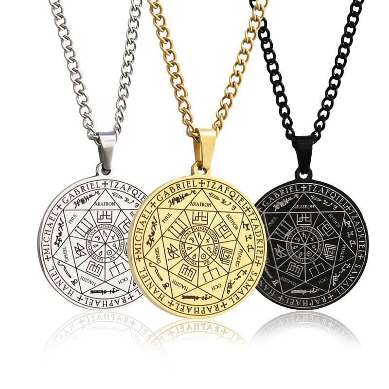 Joias retrô elegantes, pingente de alta qualidade, colar com medalhão redondo de aço inoxidável.