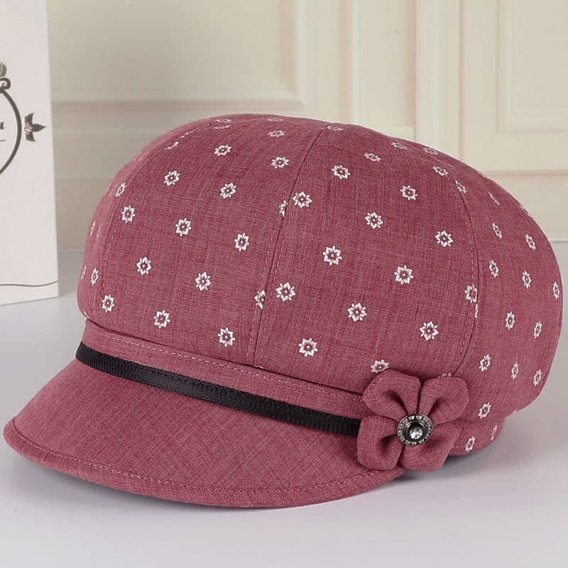 Chapéu de idosos de meia-idade feminino primavera outono mãe chapéu de pano estilo fino boné de pico idoso avó chapéu ou