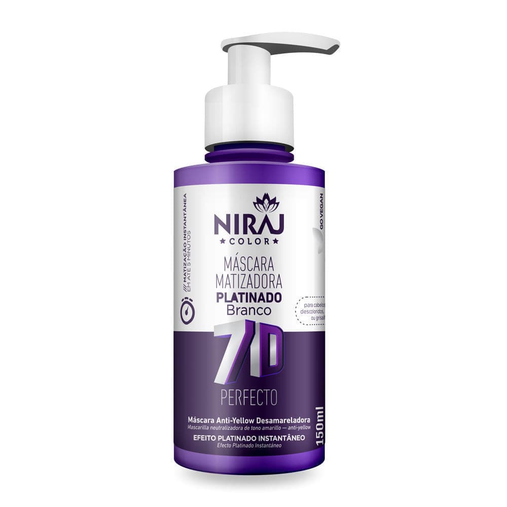 Máscara Matizadora Platinado Branco Niraj Color 7D Perfecto Anti Yellow 150ml