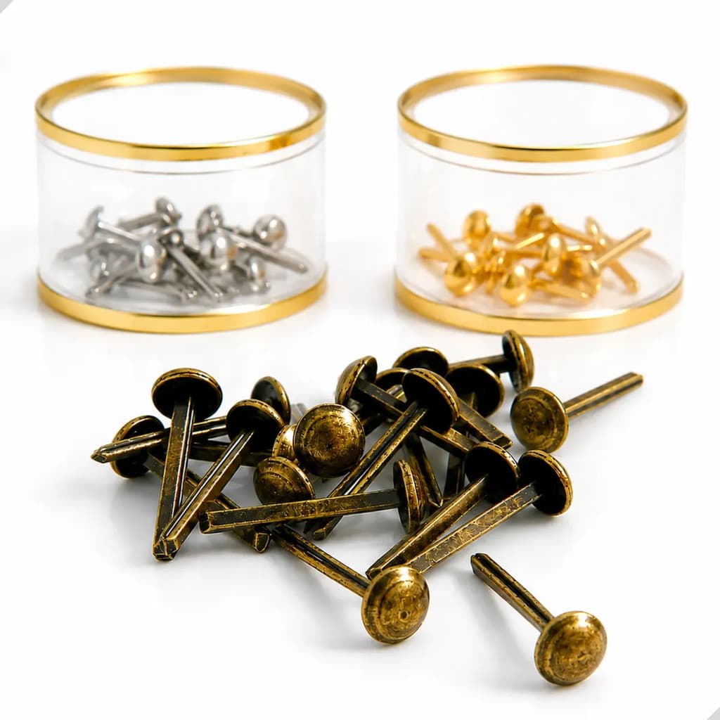 Kit 100 Cravo Bailarina de Metal 6mm Fixação Giratória Artesanato Cartonagem Scrapbook Álbum Caixa Ferragem