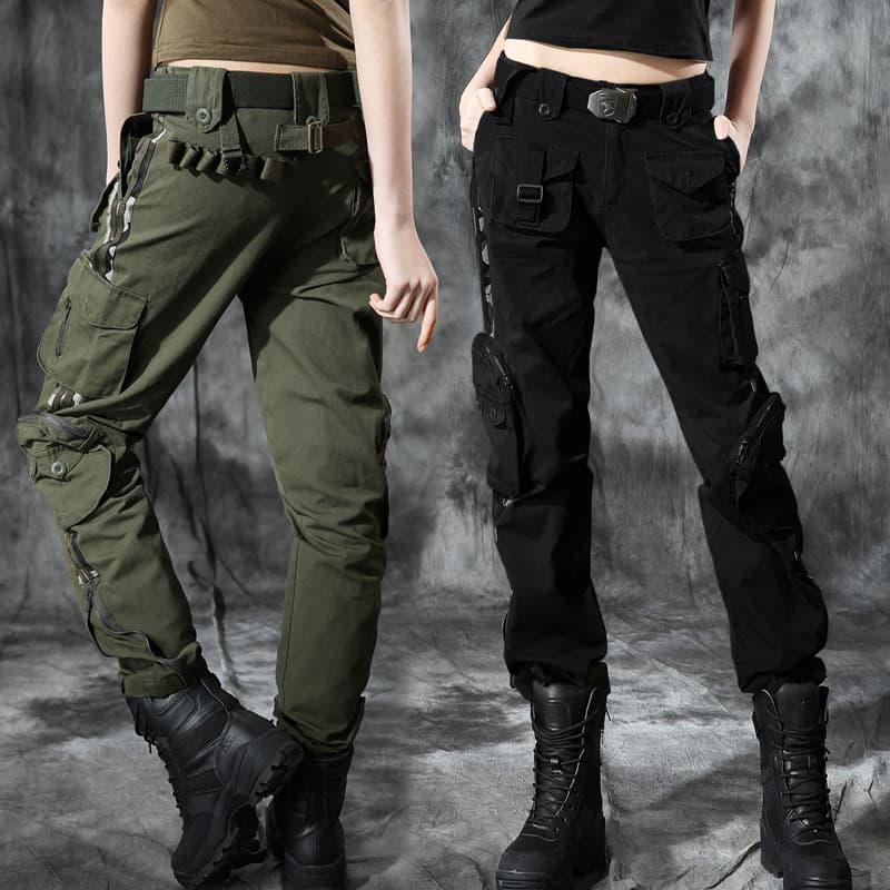 2026 novo estilo verão bonito macacão feminino solto mais magro olhar Multi-bolso em linha reta exército verde Casual ca