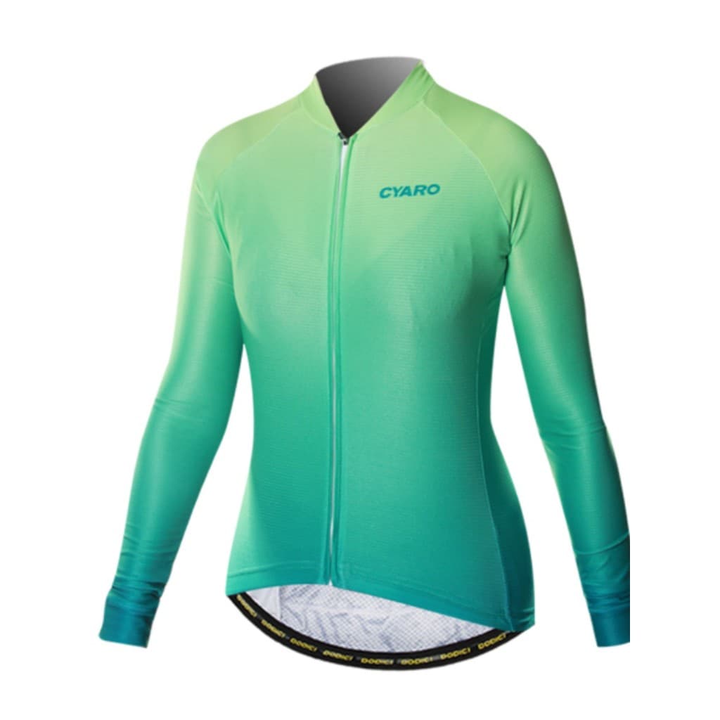 Genuíno CYARO gradiente verde verão manga comprida manga curta camisa de ciclismo senhoras topo de secagem rápida respir