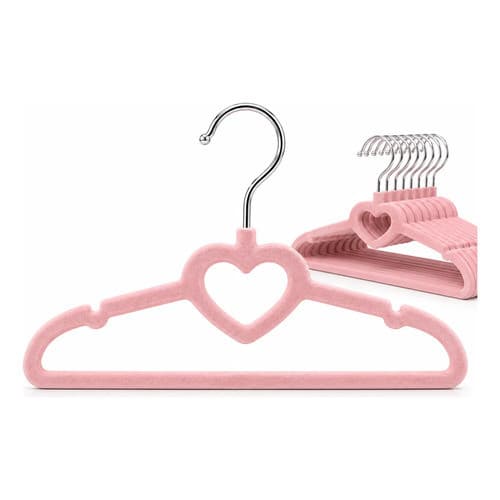 Kit 50 Cabides Infantil Veludo Slim Antideslizante Fino Rosa