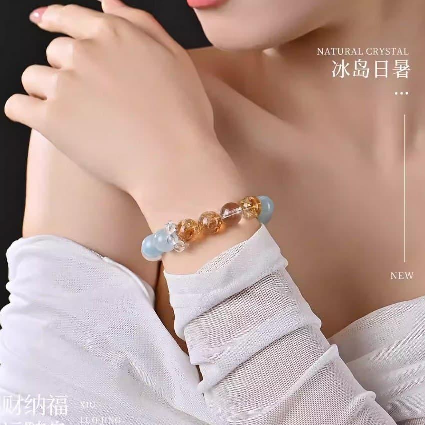 Pulseira de Cristal Natural de Dopamina, Pulseira de Cristal Branco Purificante e Transparente, Pulseira de Cristal Pirâ