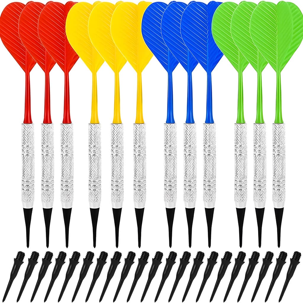 Agulha de dardo eletrônica macia 14g conjunto de valor 24 peças vermelho azul grau de competição jogo de dardo de segura