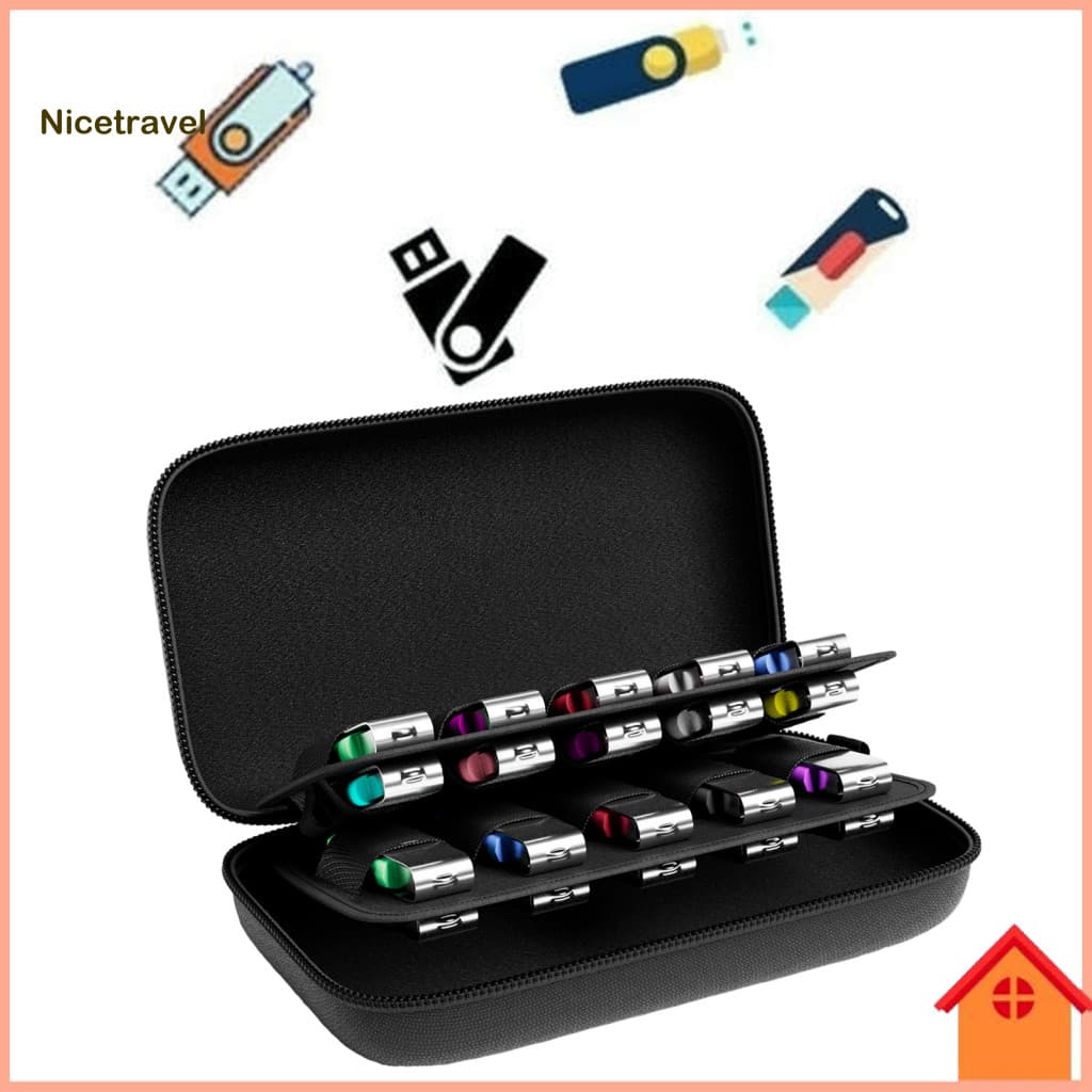 Usb Flash Drive Case Zippered Storage Bag Capacity Organizer Shockproof Impact Resistant Portable Zipper for Drives Memo