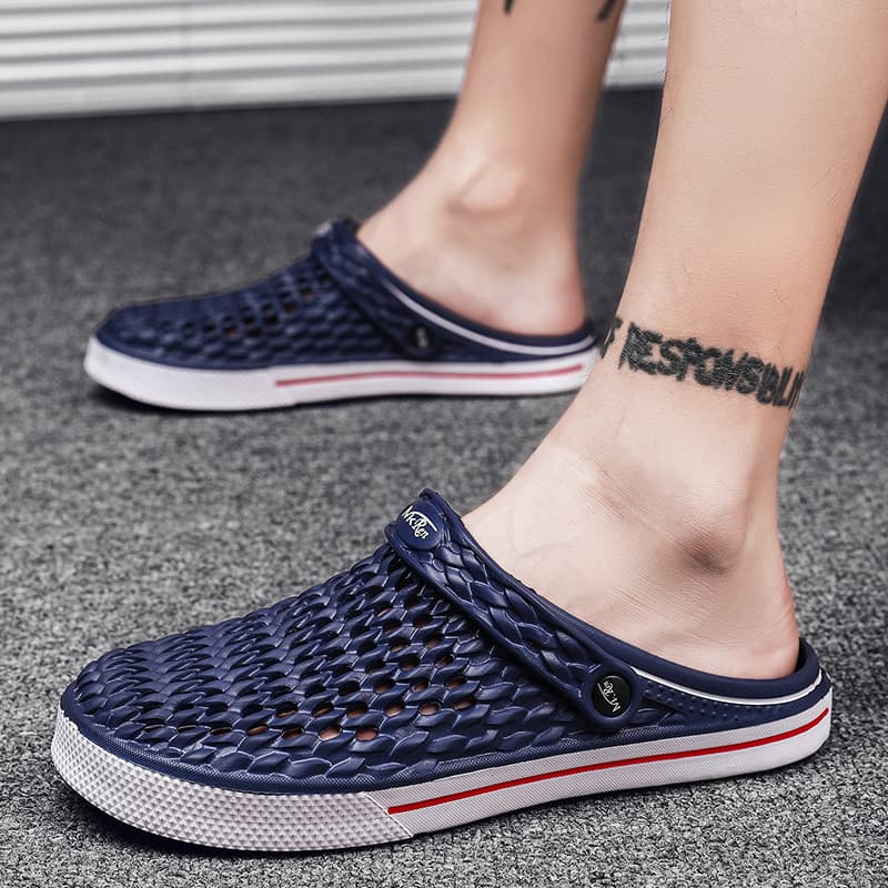Verão buraco sapatos masculinos sandálias de praia sapatos casuais ao ar livre chinelos tendência da moda sandálias excl