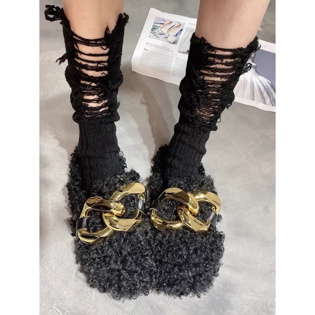 < Suas meias têm um furo} Axige Passarela Style Influencer Beggar Hole Socks Meias de pilha oca de tubo médio longo