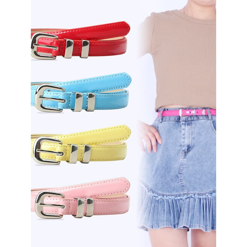 Versão coreana doce cor brilhante luz rosa azul vermelho verde rosa vermelho roxo senhoras liga cinto fino Jeans cinto