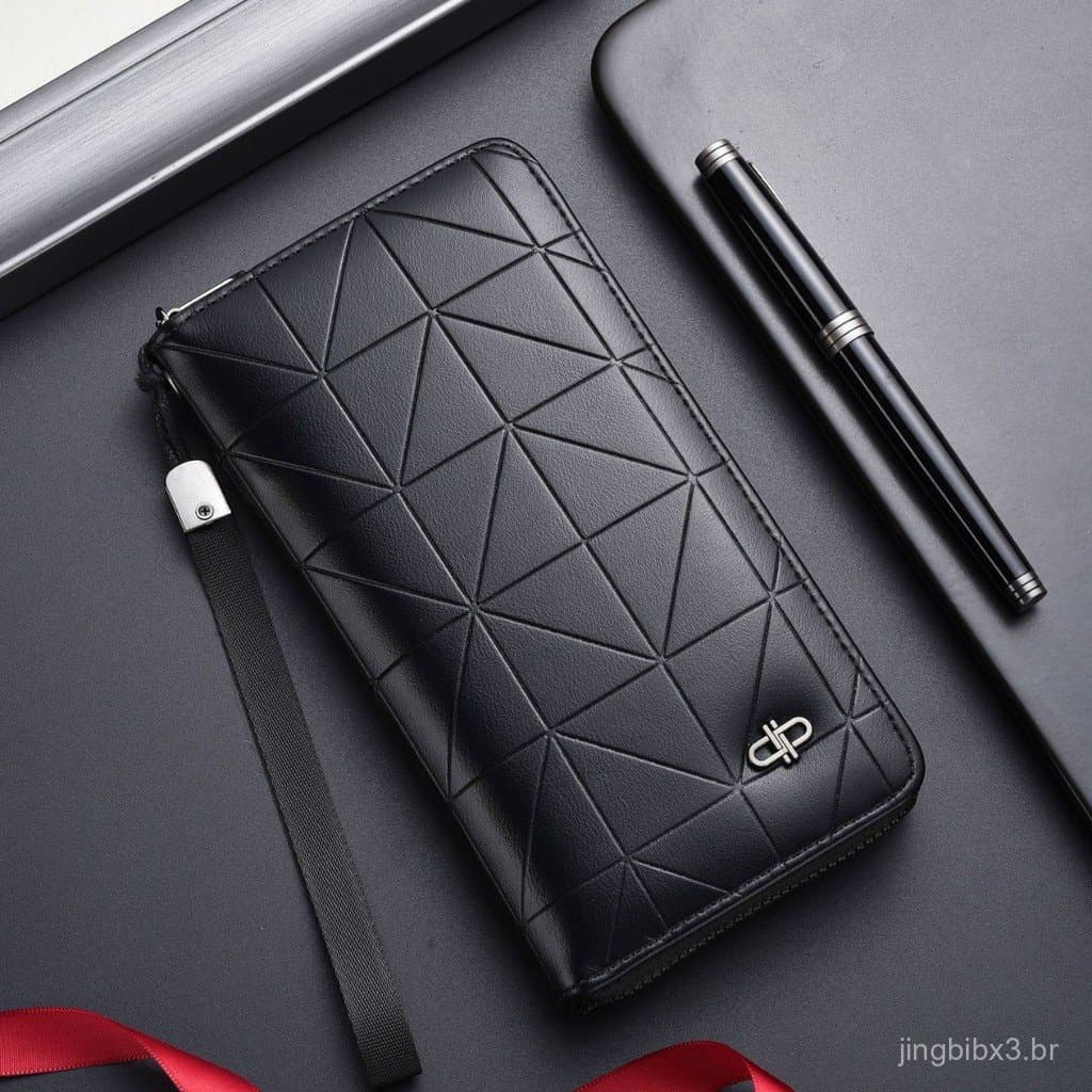 [Promoção Quente] Nova Bolsa de Negócios Elegante com Zíper, Carteira Longa Masculina de Grande Capacidade, Bolsa de Mão