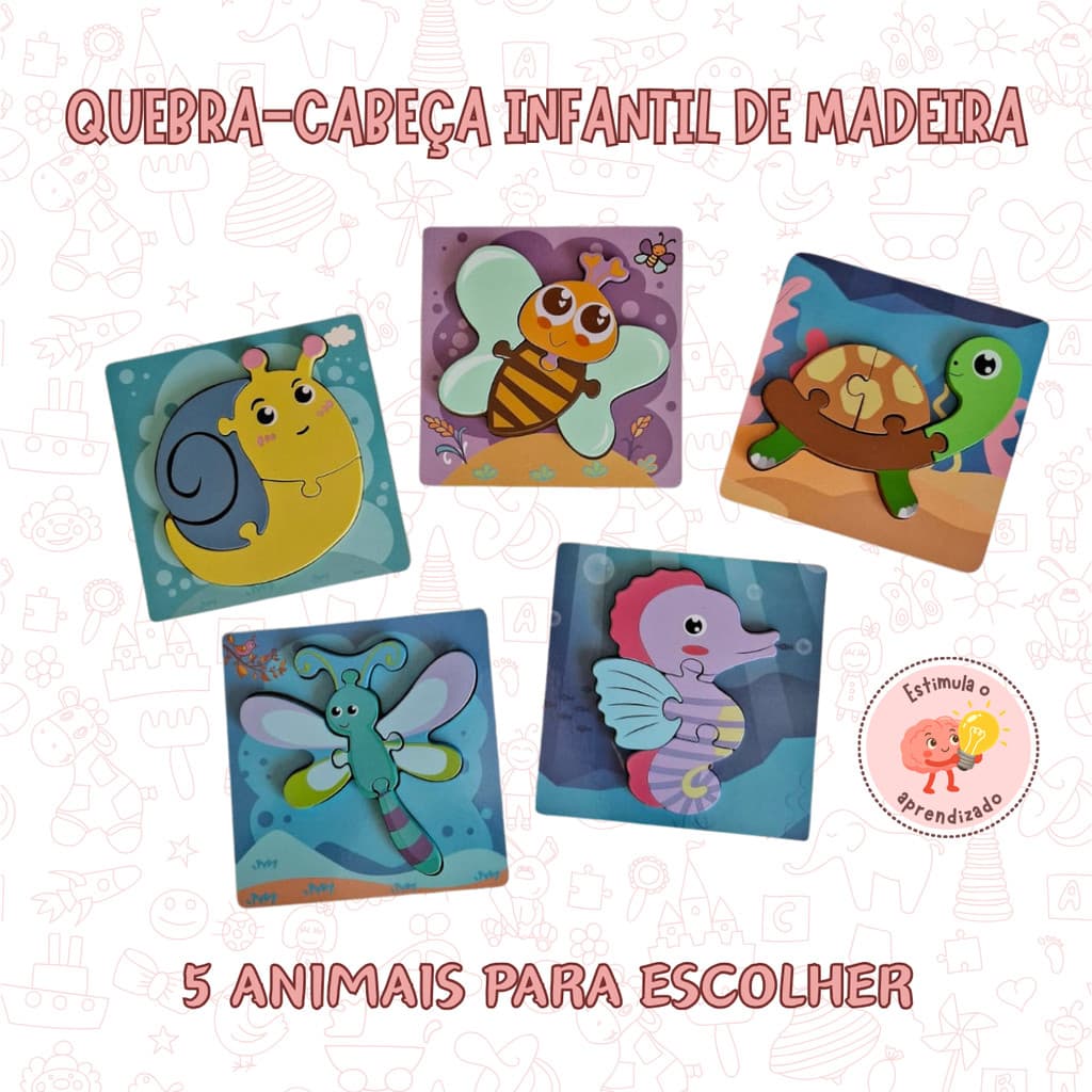 Quebra Cabeça Infantil Madeira Brinquedo Educativo Encaixe