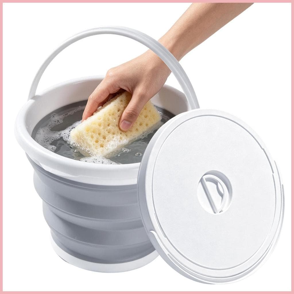 Balde Dobrável 10L Silicone Banheira De Água Telescópica Com Tampa E Alça Acampamento Para Casa alpilyn3br