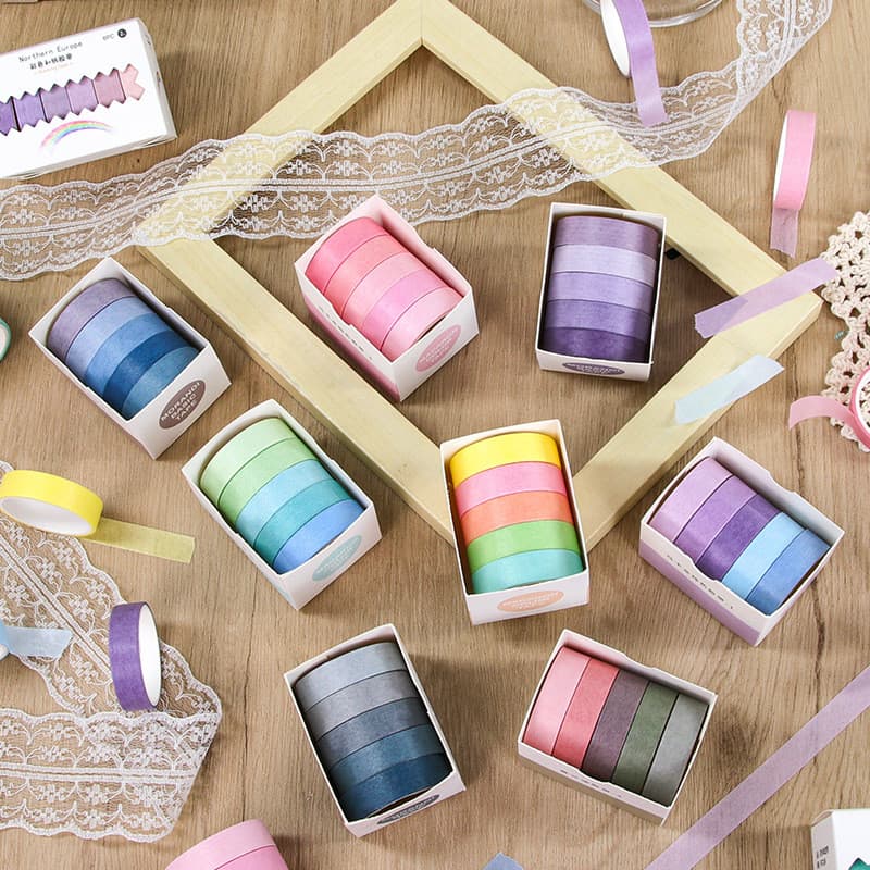 Fita washi macaron de cor sólida Morandi, adesivos para planner, materiais decorativos, adesivos básicos para decoração