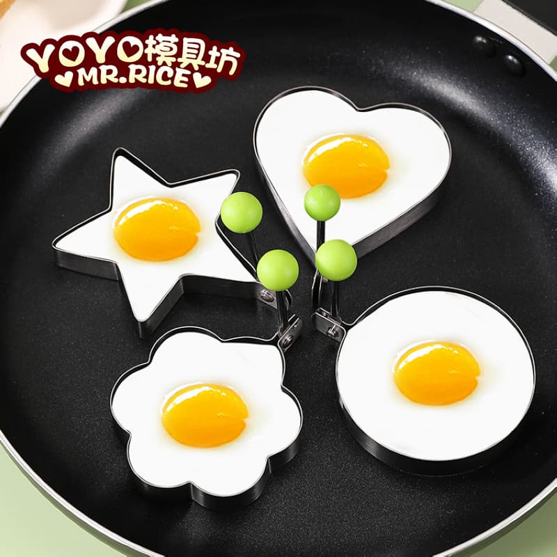 Anel de omelete de amor grosso conjunto de quatro peças omelete ovo ferramenta útil dispositivo de omelete de flor redon