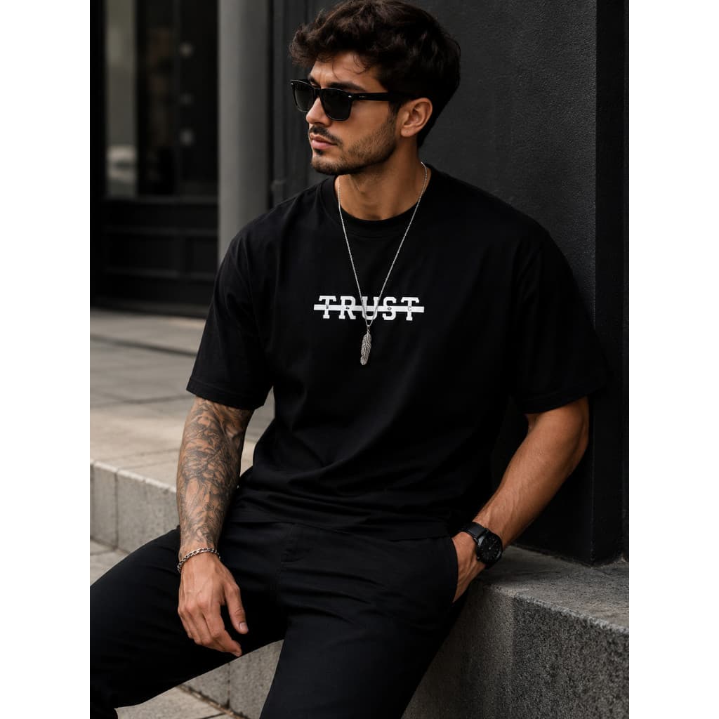 Camiseta Masculina Trust Streetwear Estampa Algodão Premium Blusa Algodão Camisa Lançamento