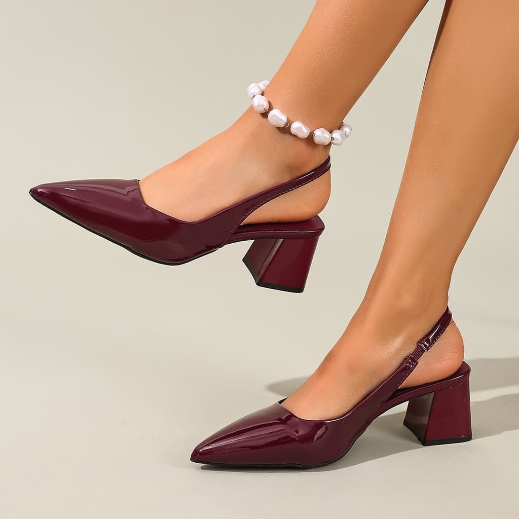 Salto grosso salto quadrado bico fino salto médio elegante estilo All-Match salto alto feminino Plus Size