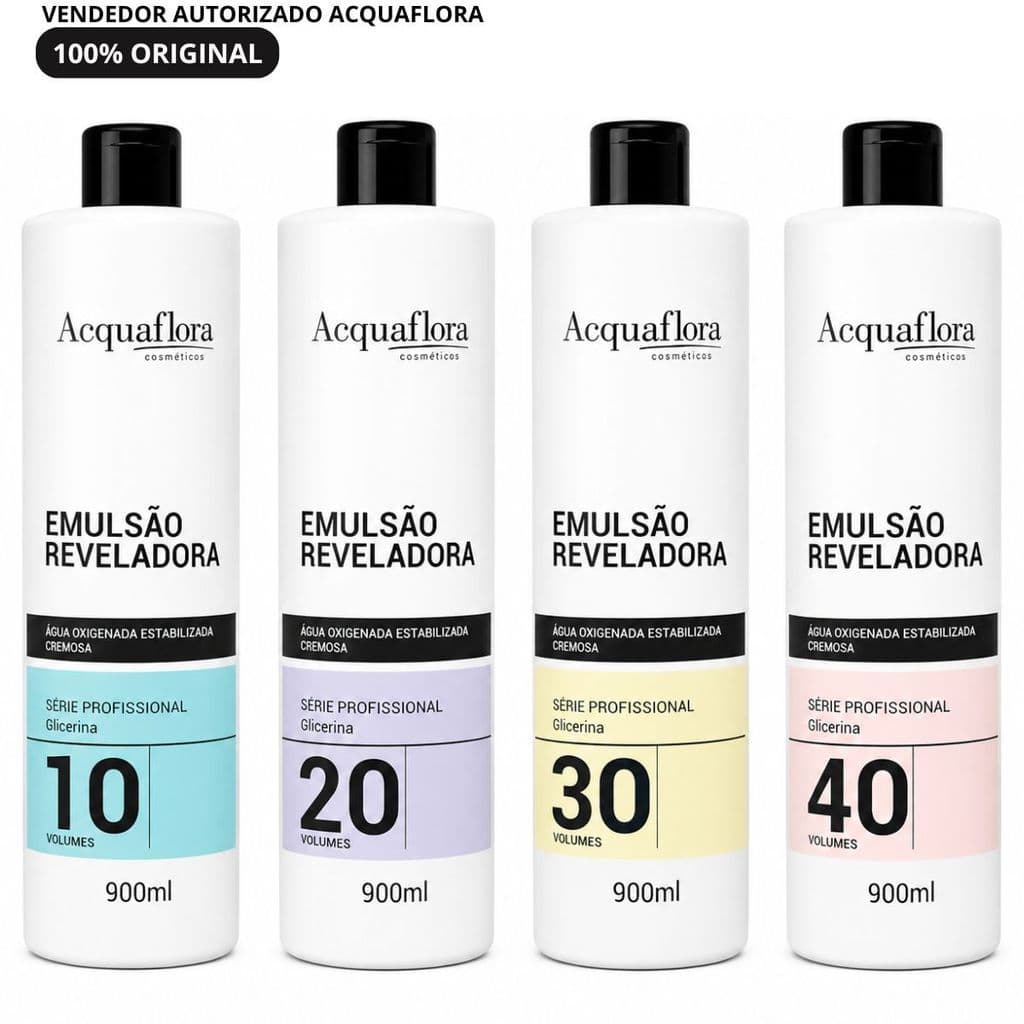 Emulsão Reveladora Acquaflora Água Oxigenada Estabilizada Cremosa - Escolha Seu Volume