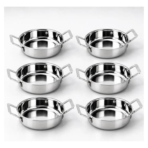 Kit 6 Mini Panelas Caçarolas De Servir Aço Inox Buffet Aço Inox (prata)