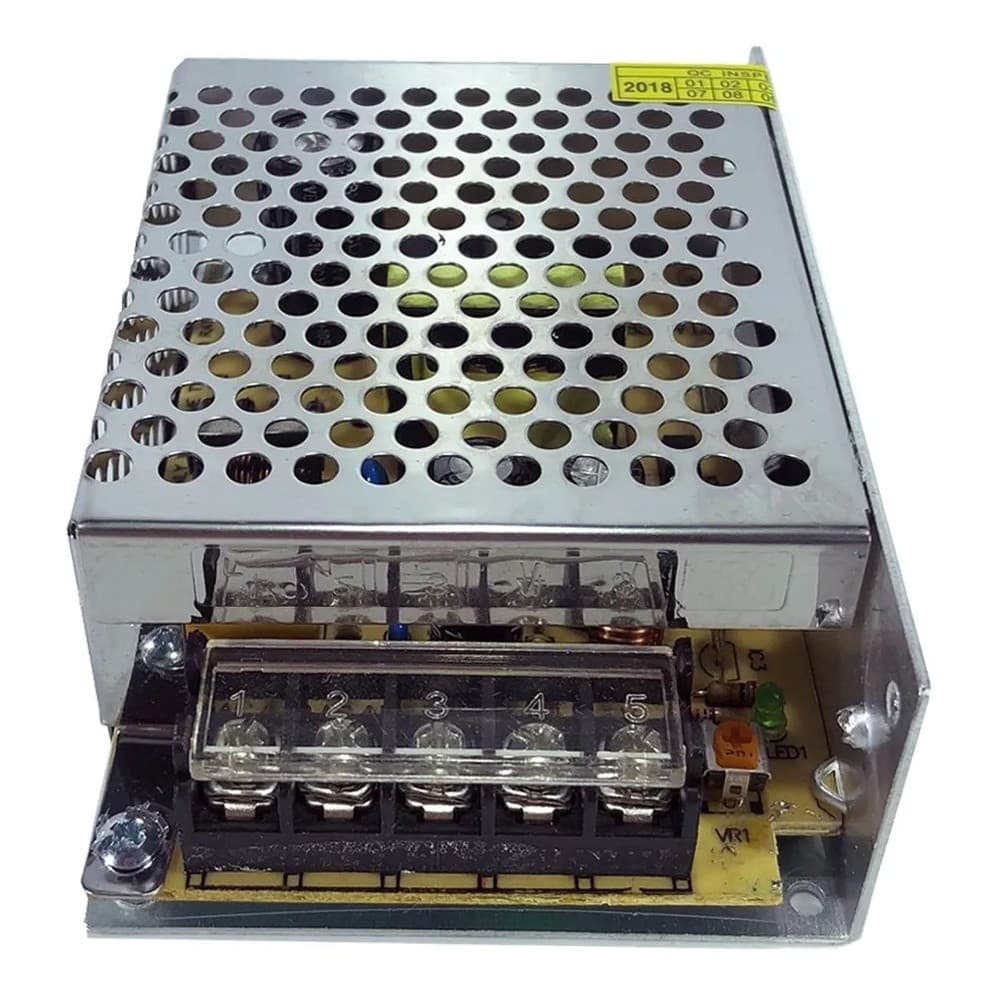 Fonte Chaveada 12V 5A 60W Bivolt Estabilizada Para Fita LED Câmera CFTV Som Automotivo Trimpot Ajustável