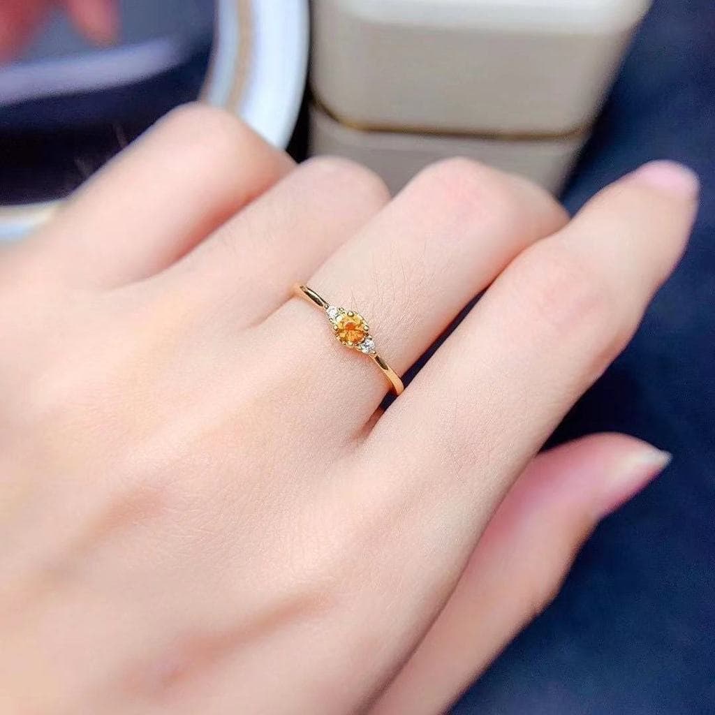 Anel de citrino da sorte Natural Design aberto 10 pontos estilo Moissanite simples vem com20260826
